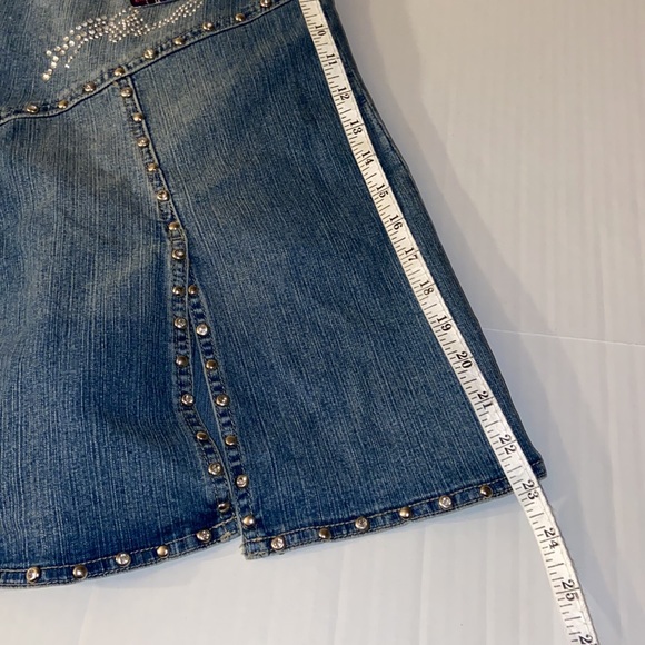 Platinum Plush Juniors Size Large Riveted Jean Skirt - Picture 7 of 8